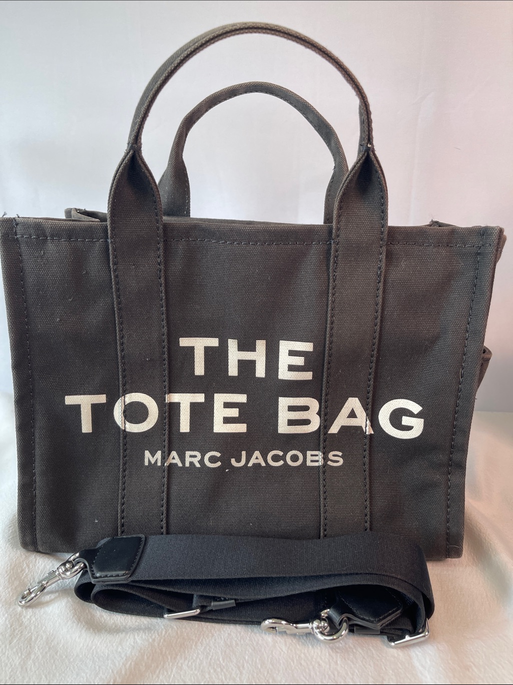 Marc Jacobs Medium The Tote Bag Black Canvas Crossbody